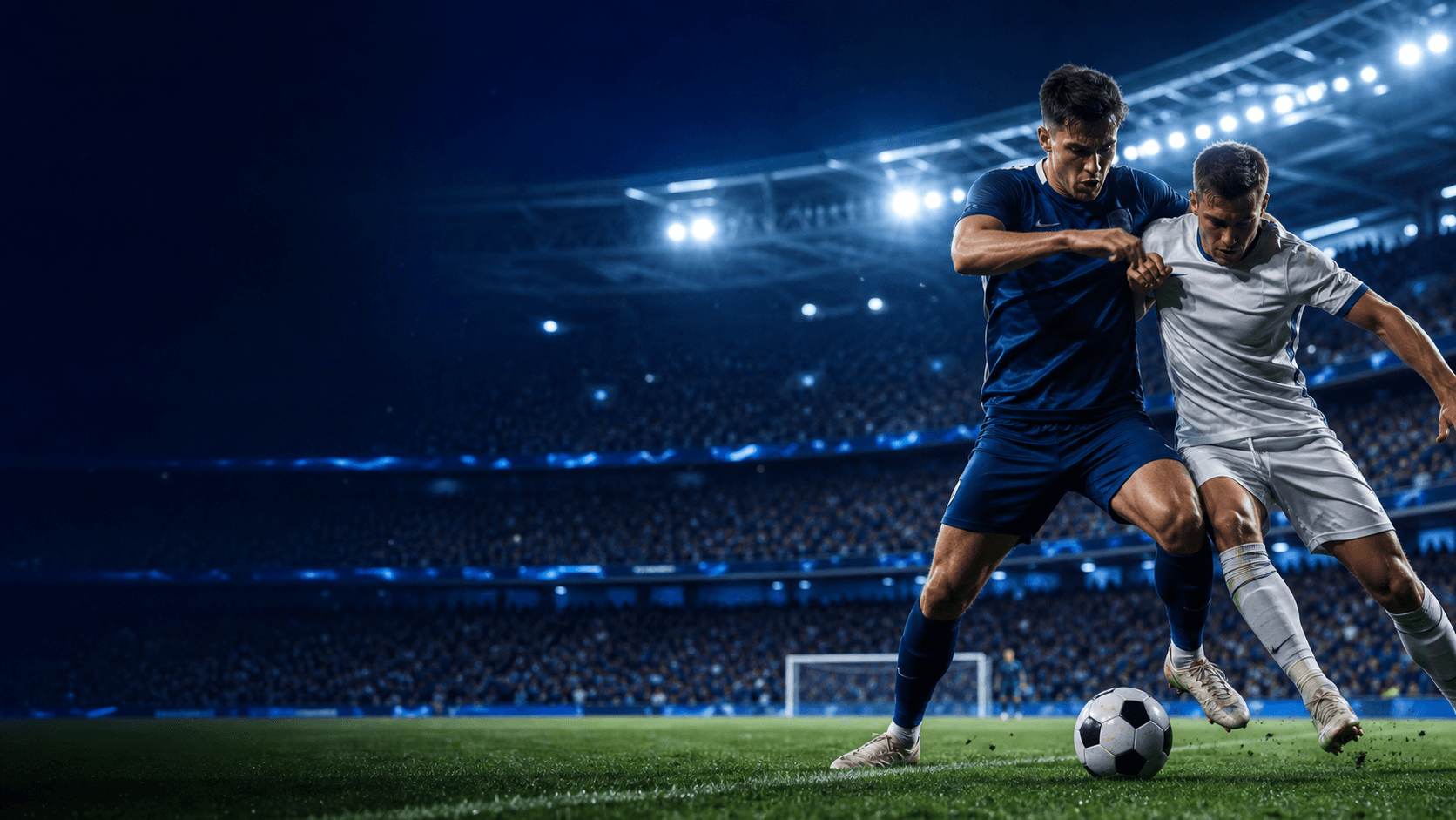 Football match under stadium lights